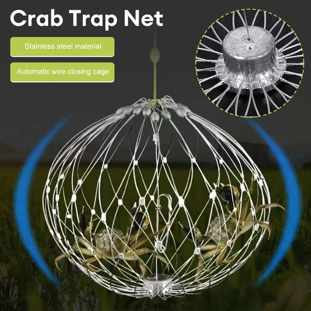 Piège à poissons crabe automatique - Filet cage ouverture fermeture auto - Acier inoxydable eau salée