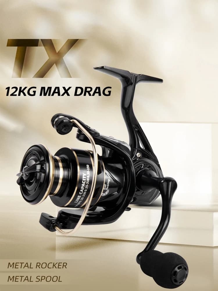 Moulinet spinning professionnel ultra-léger 1000-7000 avec frein 8-12kg pour eau douce et mer