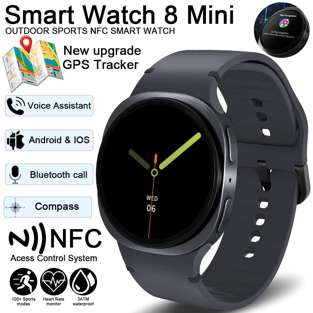 Smartwatch GPS 8 Mini 2025 - Étanche IP68 avec boussole pour pêche en eaux profondes