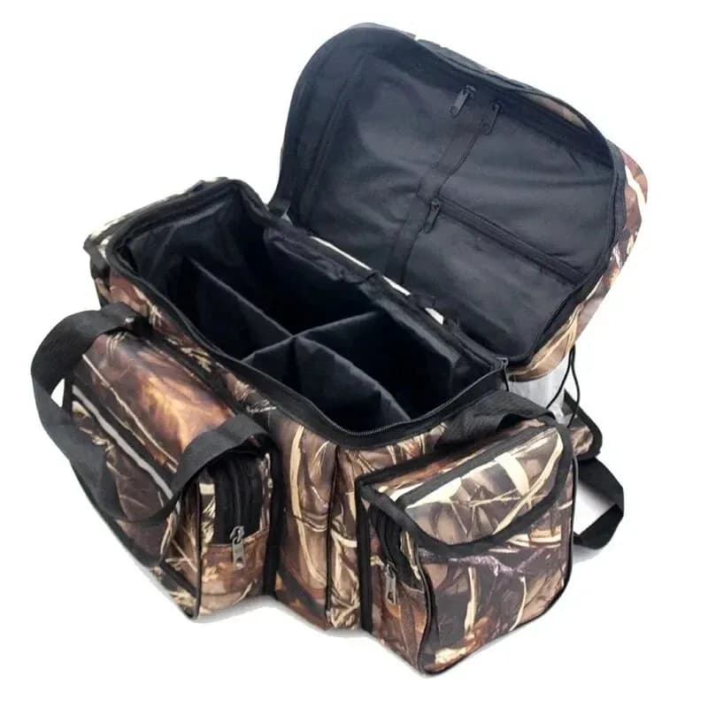 Grand sac de pêche nylon étanche 50x30x25cm - Sac bandoulière double couche capacité maximale