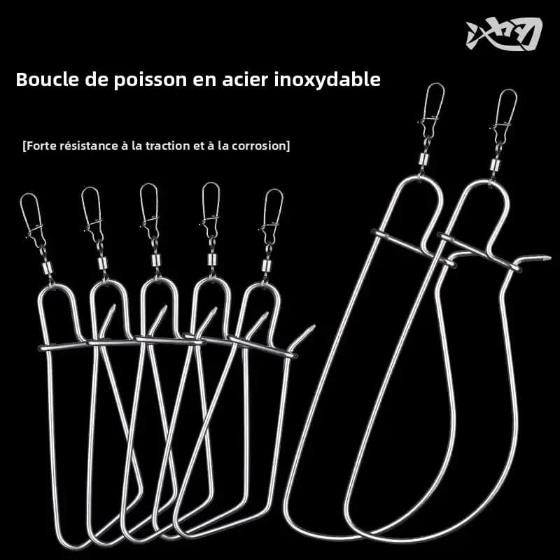 Attache pêche inox Linnhue pour poissons vivants avec mousqueton et accessoires de pêche