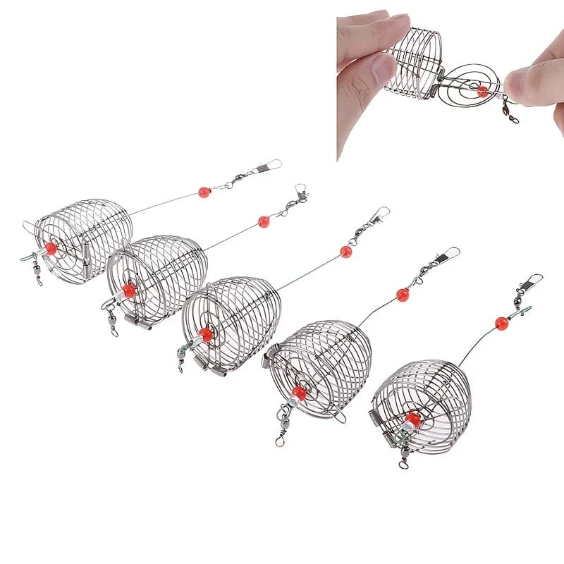 Cage à appâts de pêche en acier inoxydable, 5 pièces emboîtables pour amorçage