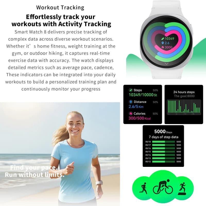 Montre connectée 8 Mini 2025 GPS AMOLED étanche - Smartwatch santé sport appels Bluetooth pour hommes femmes