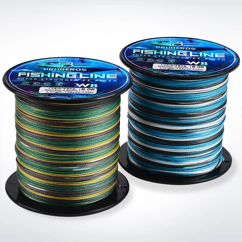 Ligne de pêche Proberos 8 brins multifilament PE anti-abrasion Blue Camo 20-106LB 109yds
