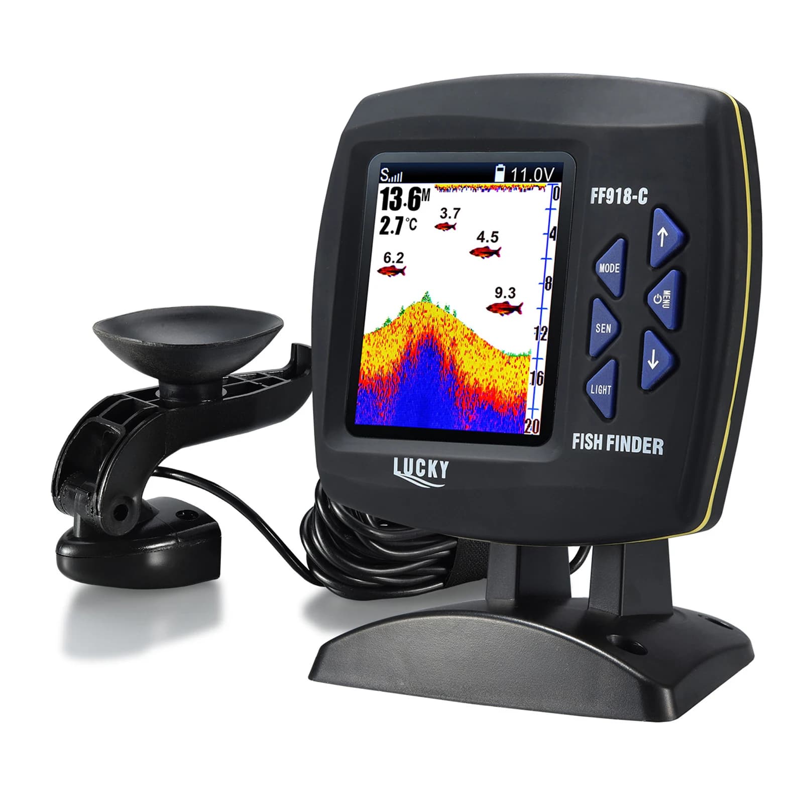 Sondeur pêche portable sans fil avec transducteur filaire pour bateau kayak détection profondeur poissons