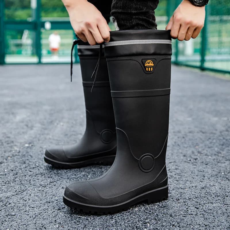 Bottes de pluie homme à embout d'acier antidérapantes imperméables pour travail sécurité pêche