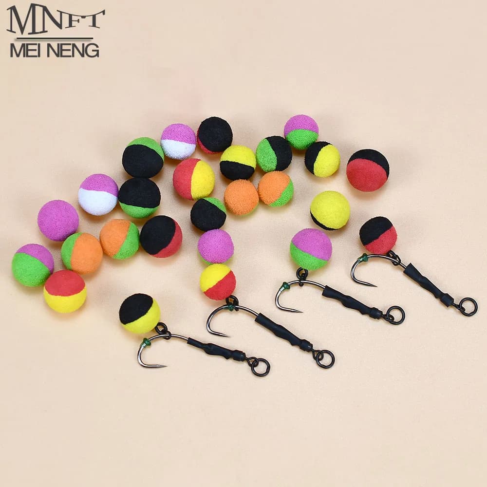 Bouillettes flottantes mousse 14 pièces 10-12mm - Appâts pêche carpe méthode feeder hair rig