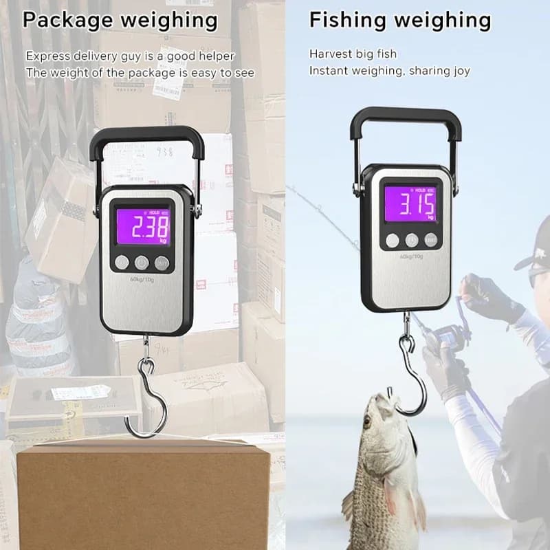 Balance digitale portable 60kg/10g rechargeable USB pour pêche et bagages - Pèse-électronique polyvalent précis