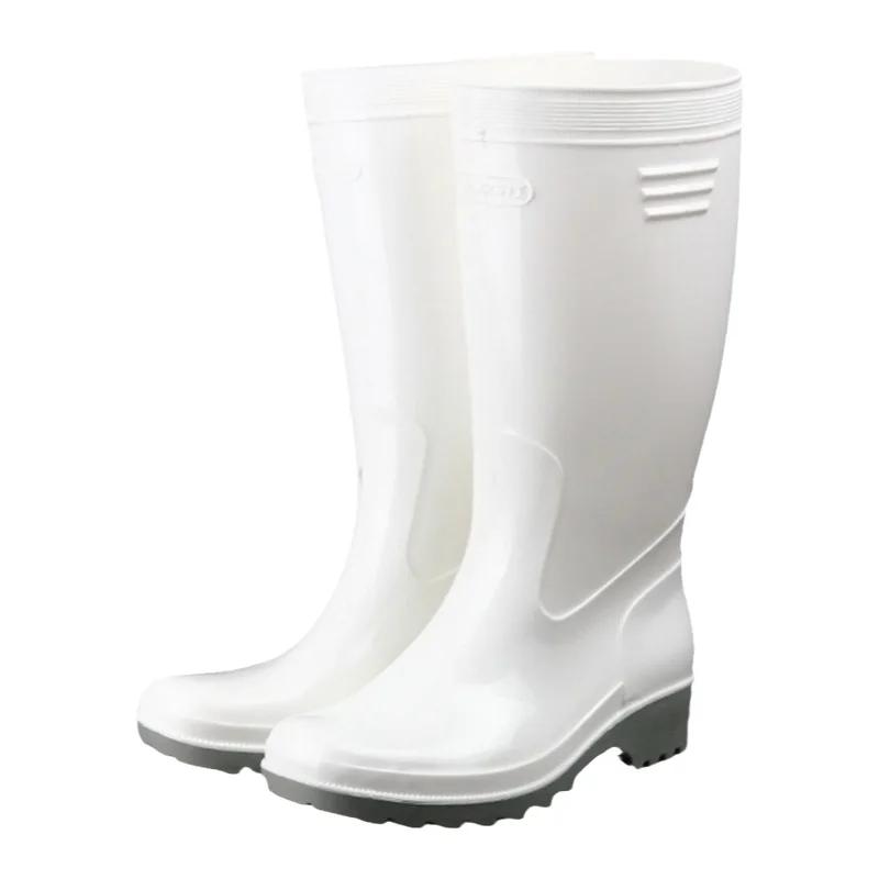 Bottes de pêche blanches anti-dérapantes mi-mollet imperméables pour chef et extérieur