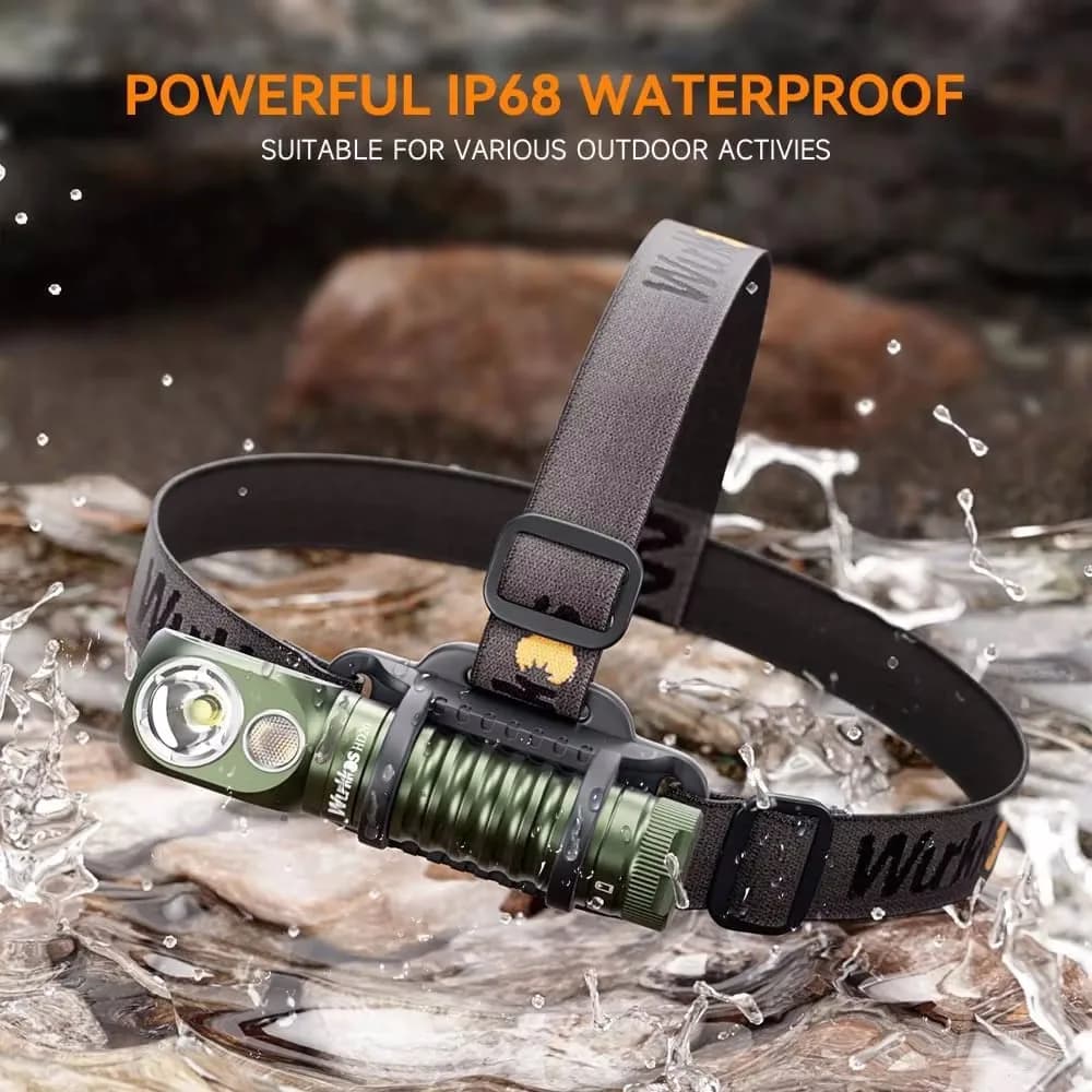 Frontale Wurkkos HD20 double LED 2000lm rechargeable inversée pour pêche professionnelle et EDC