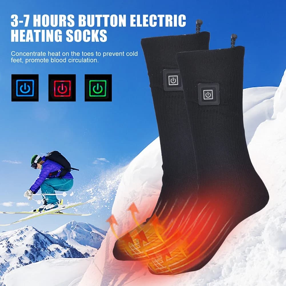 Chaussettes chauffantes électriques hiver pêche hommes femmes respirantes anti-froid rechargeables