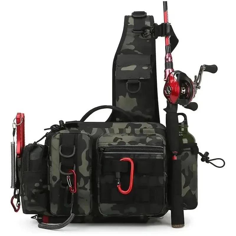 Sac pêche grande capacité 3 en 1 épaule ceinture bandoulière - Sac rangement cannes boîte appâts