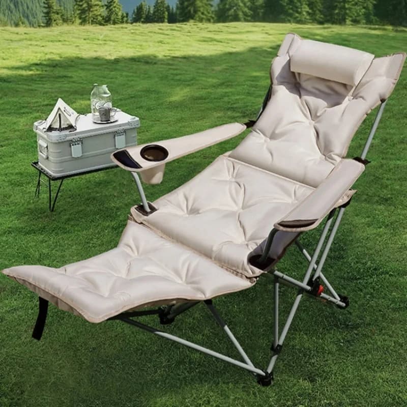 Chaise de pêche inclinable portable avec dossier réglable - Siège rembourré pour plage, camping et voyage