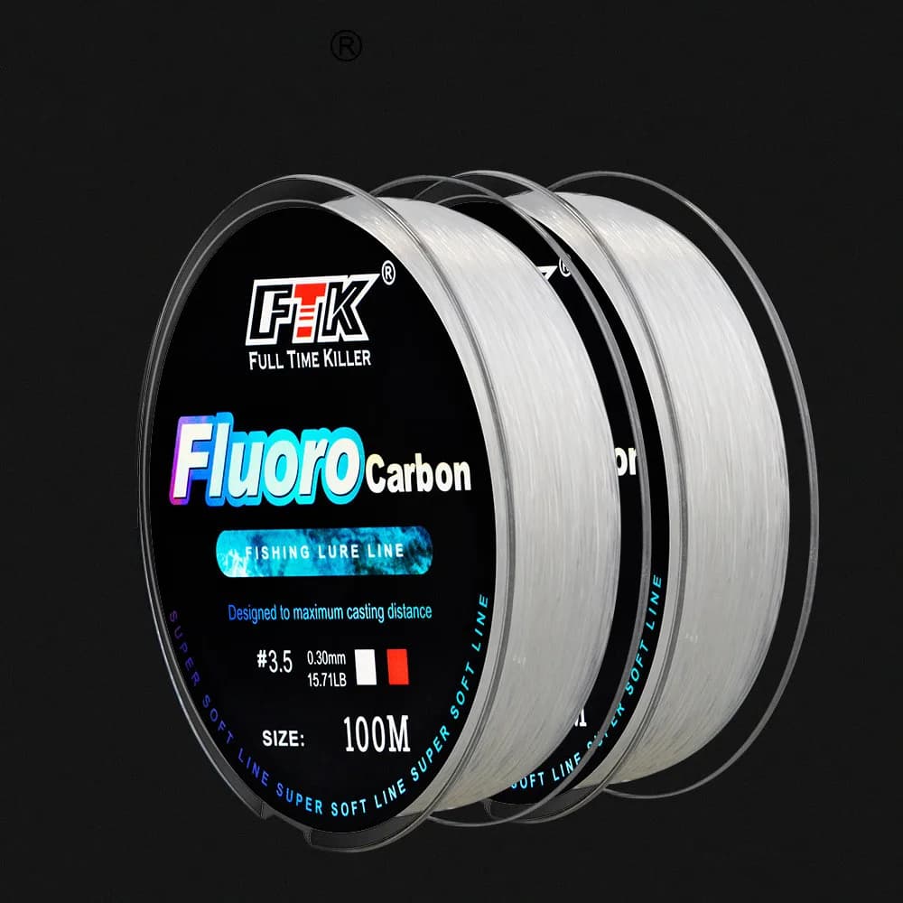 Ligne fluorocarbone 100m pêche appâts - fibre carbone invisible pour pêche en mer et rivière