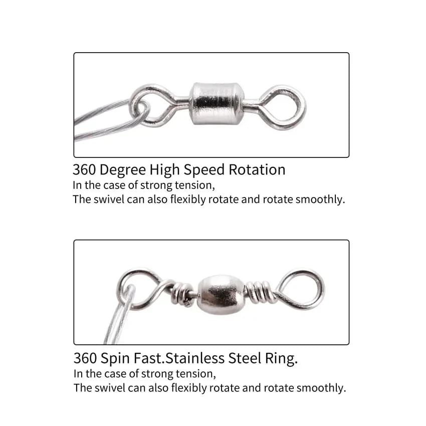 Bas de ligne anti-morsure acier 15cm avec émerillon - accessoire pêche résistant aux dents de poissons