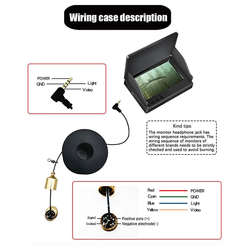 Câble 15/20 mètres pour caméra sous-marine pêche - Accessoire transmission vidéo fishing camera cable