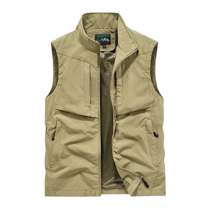 Veste de pêche sans manches homme été léger respirant mesh avec poches cargo sportswear