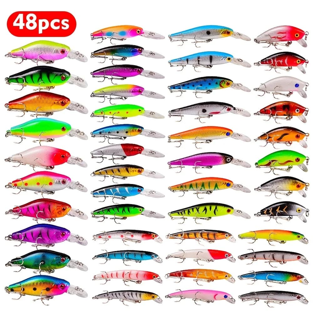 Kit leurres durs mini minnow flottants - Crankbaits wobblers pour pêche des carnassiers