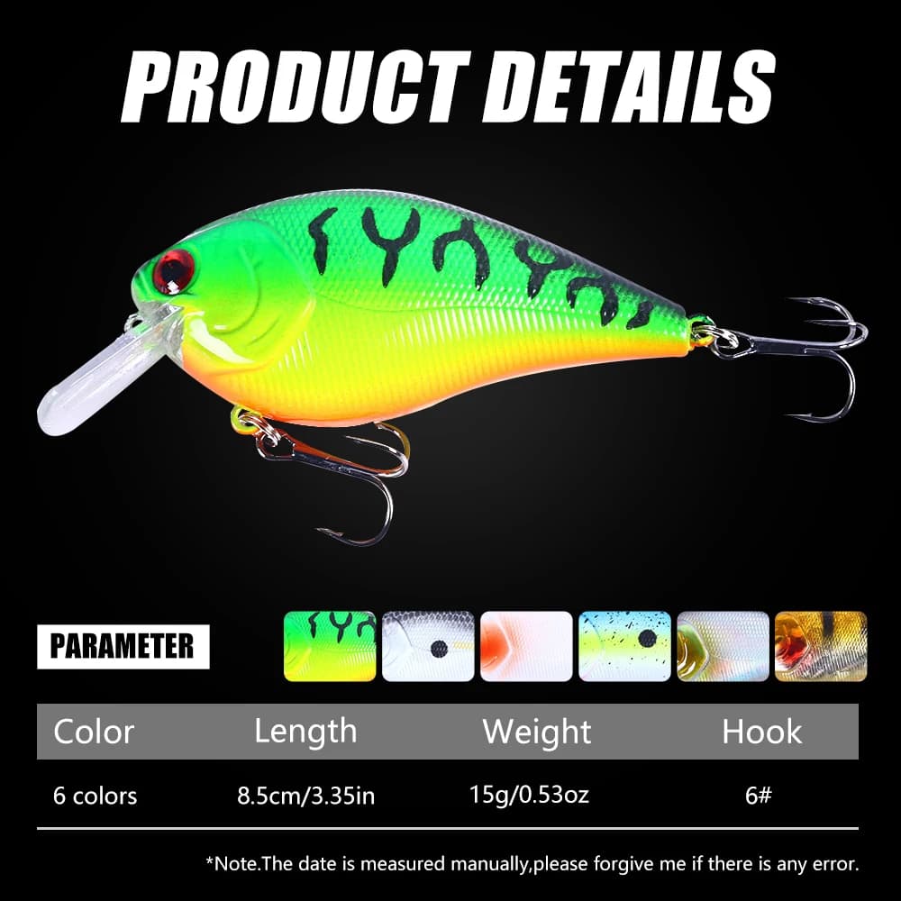 Leurre crankbait shallow HENGJIA 8.5cm 15g avec bille pour pêche brochet et black bass