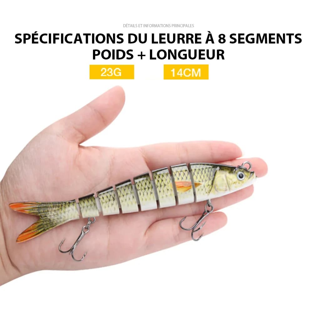 Leurre souple articulé VTAVTA 10-14 cm, appât dur 8 segments pour la pêche aux leurres crankbait
