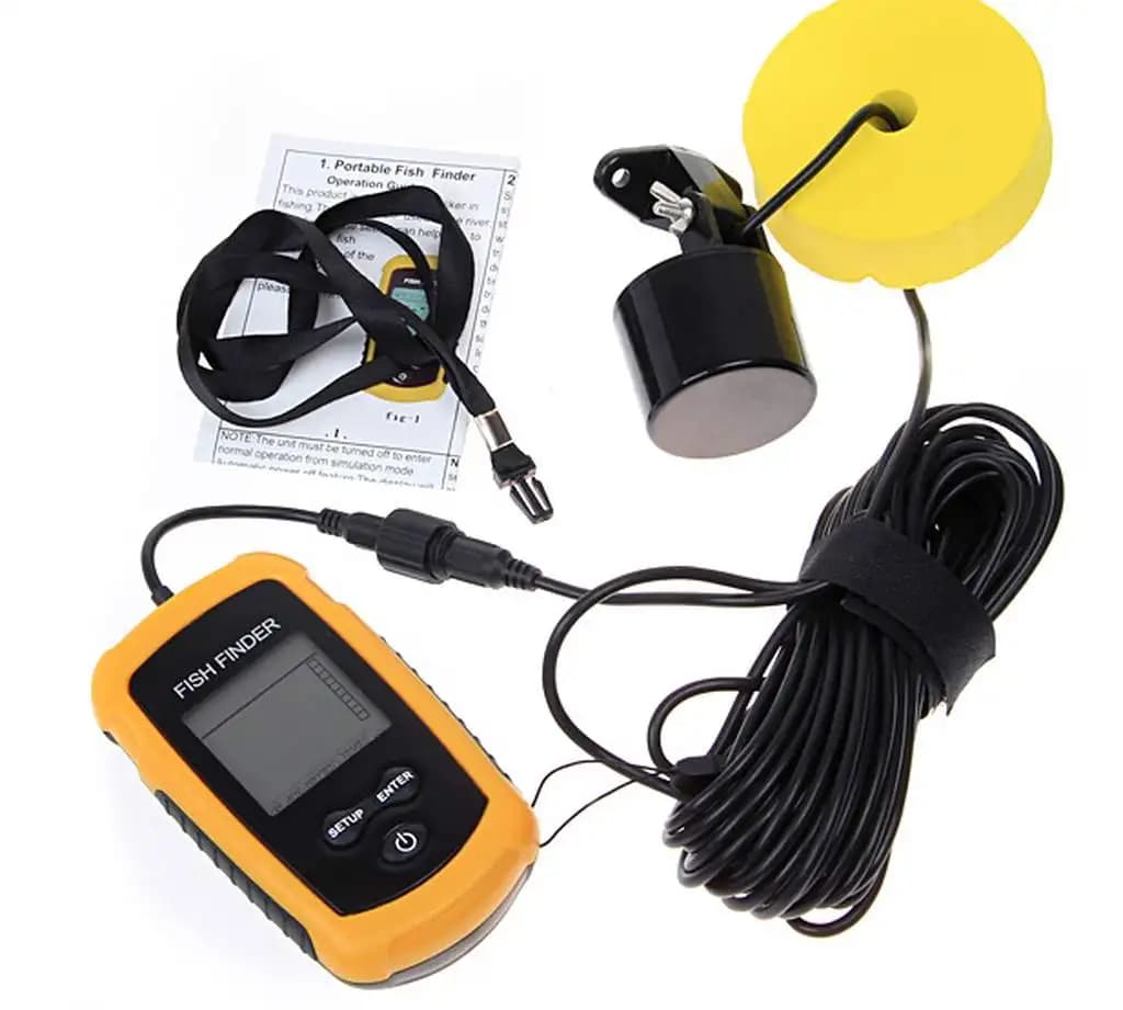 Alarme 100M Sonar Portable Détecteur de Poissons 45° Couverture Sonar Échosondeur Transducteur Pêche Lac Mer