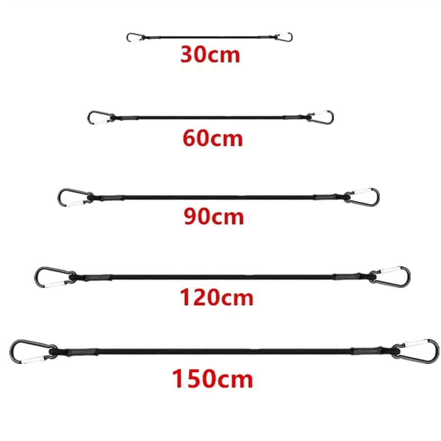 Cordes élastiques bungee 8mm avec crochets pour attacher vélo, bagages et équipement de pêche - 30/150cm