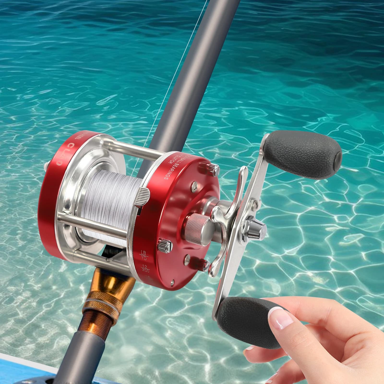 Moulinet casting rond conventionnel pour pêche au gros - Moulinet catfish #40 main gauche ou droite pour pêche traîne