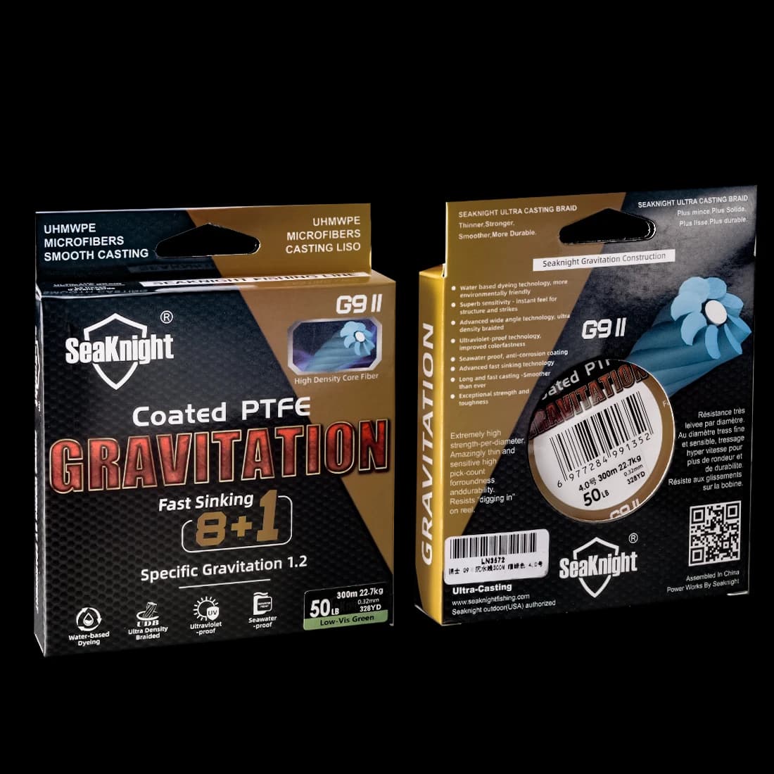 Ligne de pêche mer SeaKnight Gravitation9II PE 9 brins, anti-UV, coulante rapide 150m 300m