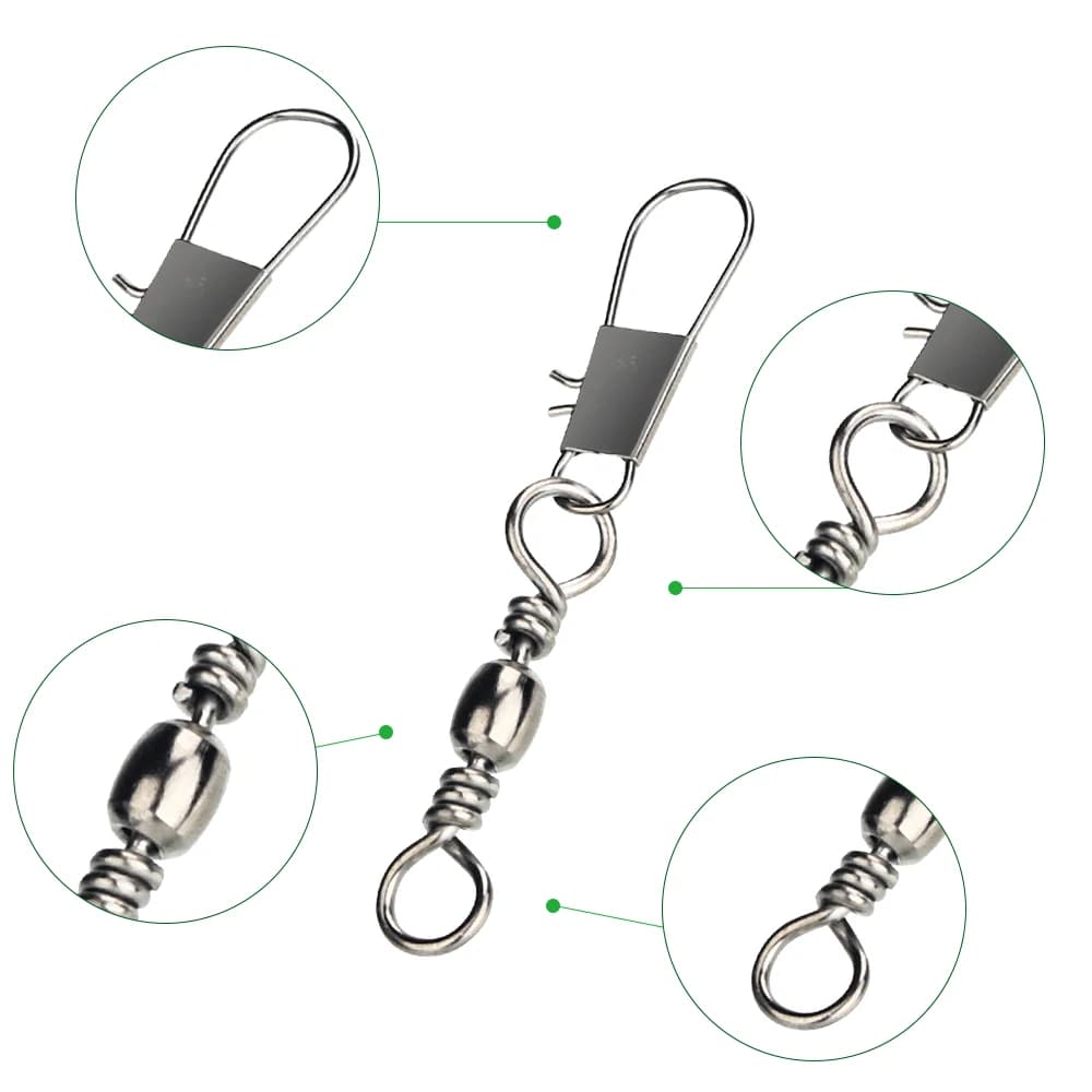 Connecteur de Leurres à Rouleaux en Acier Carbone pour Brochet 20-100 Pièces Accessoires Pêche