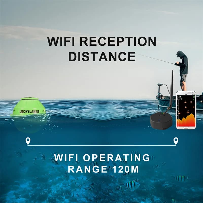 LUCKY FF916 sondeur WiFi amélioré portée 120m profondeur 45m compatible iOS Android sans fil