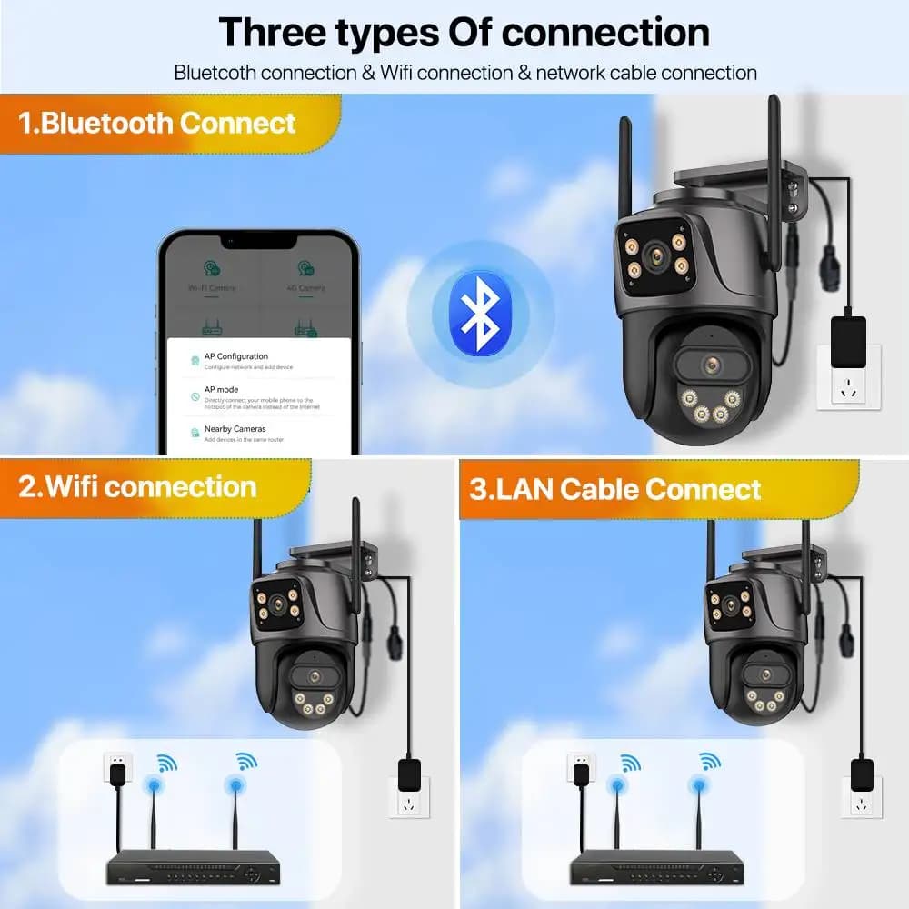 Caméra surveillance extérieure 4K double objectif PTZ WIFI - Détection humaine IA étanche IP66 iCsee
