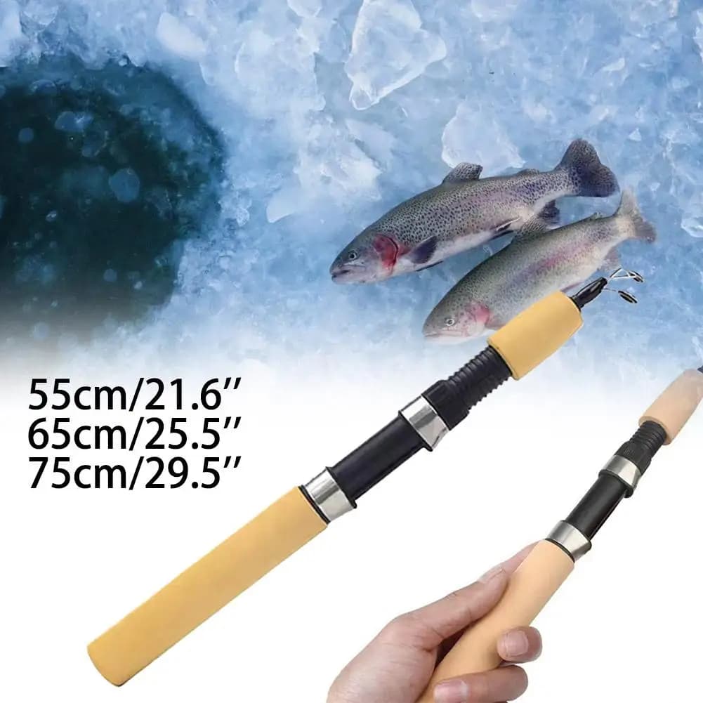 Canne télescopique pêche glace portable 55-75cm carbone - Pêche hiver compacte deux pièces France