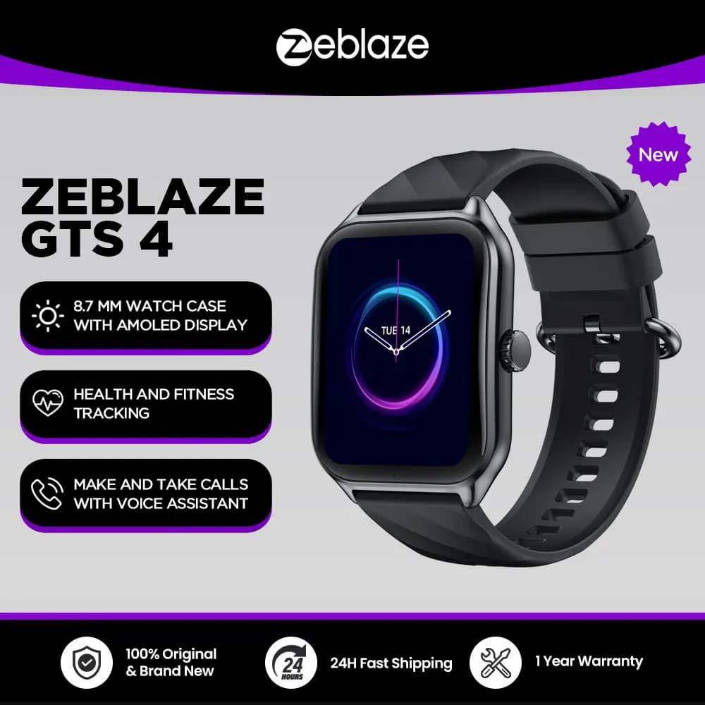 Smartwatch Zeblaze GTS 4 pour pêche : écran AMOLED 1.94", 100 modes sport, monitoring santé, étanche