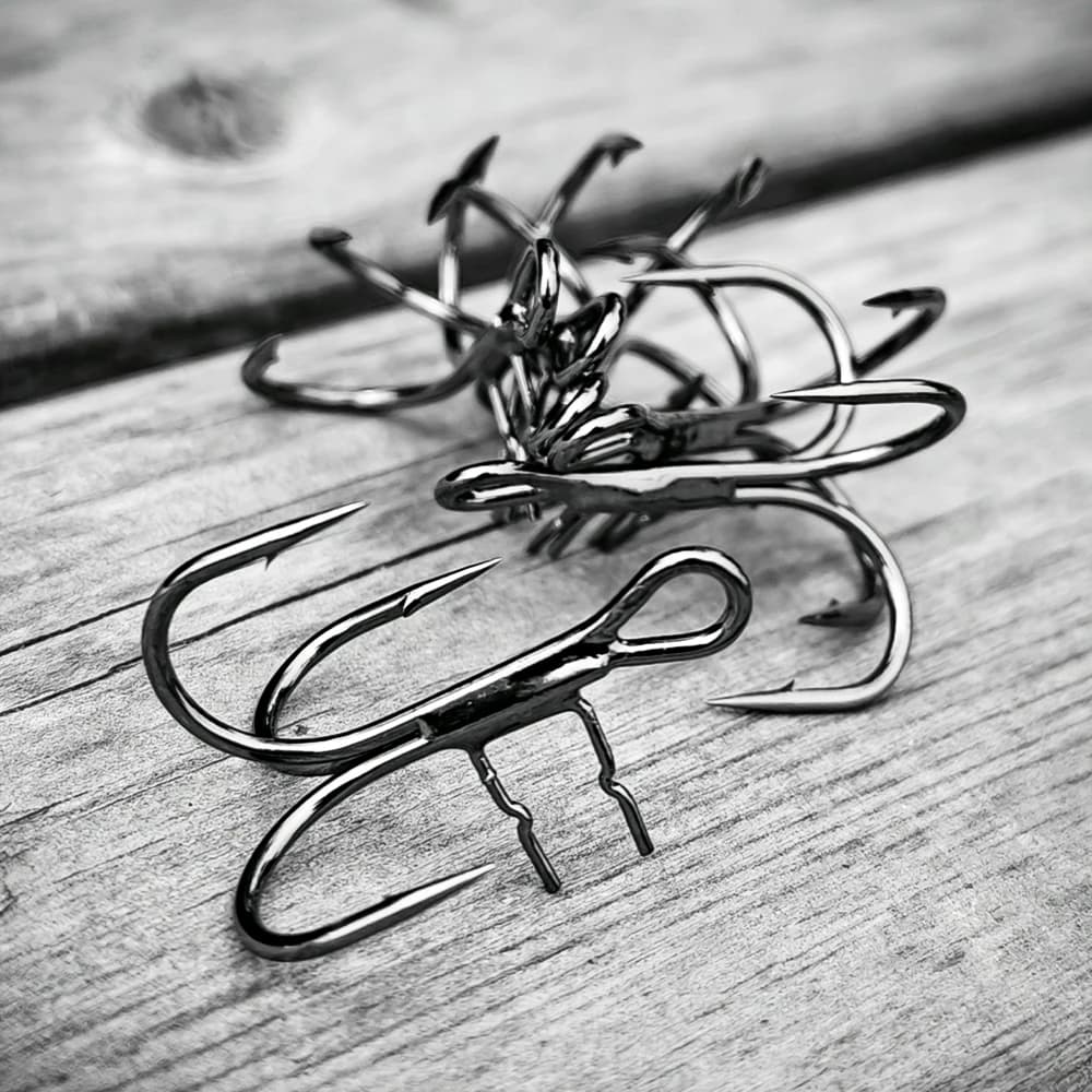 Hameçons triple T renforcés Spinpoler 2X, tiges soudées pour leurres shad, nickel noir, tailles 4 à