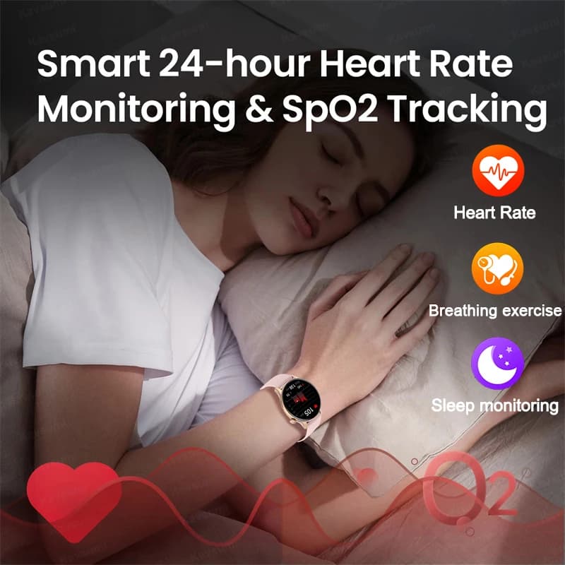 Montre connectée femme 2026 écran AMOLED GPS suivi sport monitoring cardiaque étanche cadeau féminin