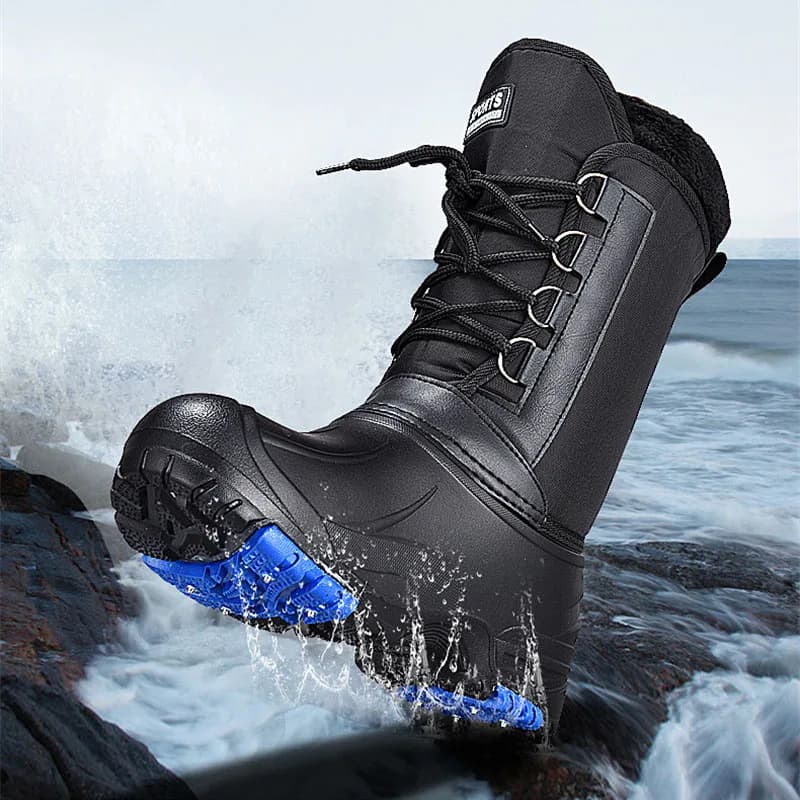 Bottes d'hiver chaudes pour pêche - Chaussures de neige imperméables antidérapantes avec doublure polaire épaisse
