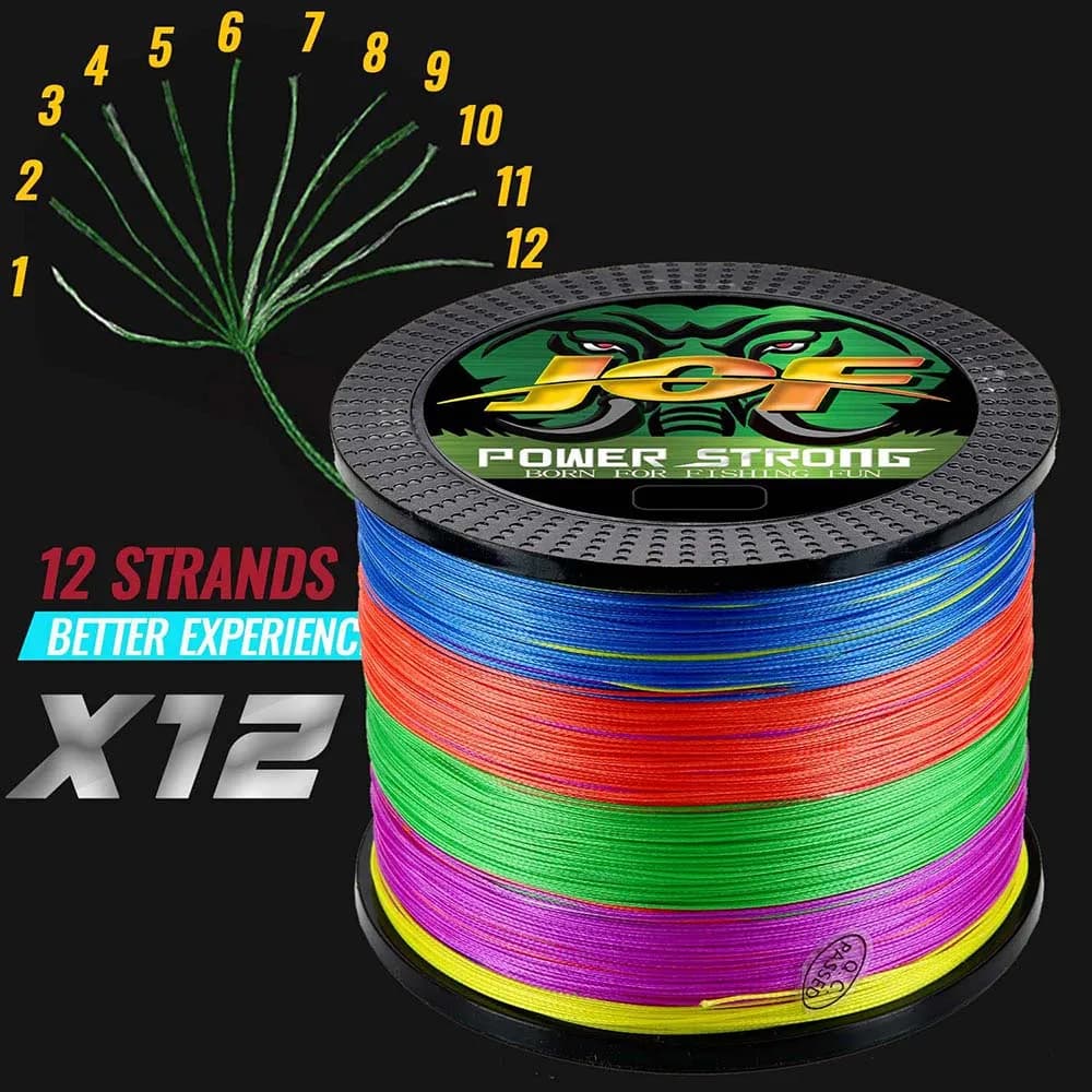 Ligne tressée PE 12 brins JOF 500m/1000m multifilament durable mer salée pêche sportive haute résistance