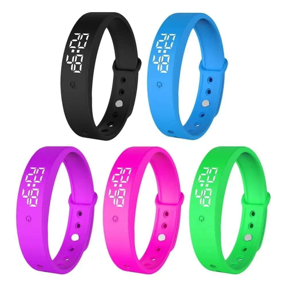 Bracelet connecté LED numérique étanche smartband monitoring température corporelle alarme vibreur rappels écran digital
