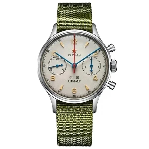 Montre automatique pilote vintage 1963 42mm étanche chronographe rétro pour homme pêche