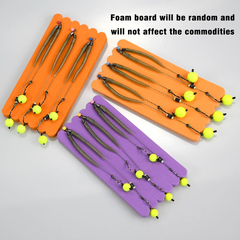 3 sets montages carpe prêts à pêcher hameçons hair size 3#-10# pour pêche de la carpe en étang