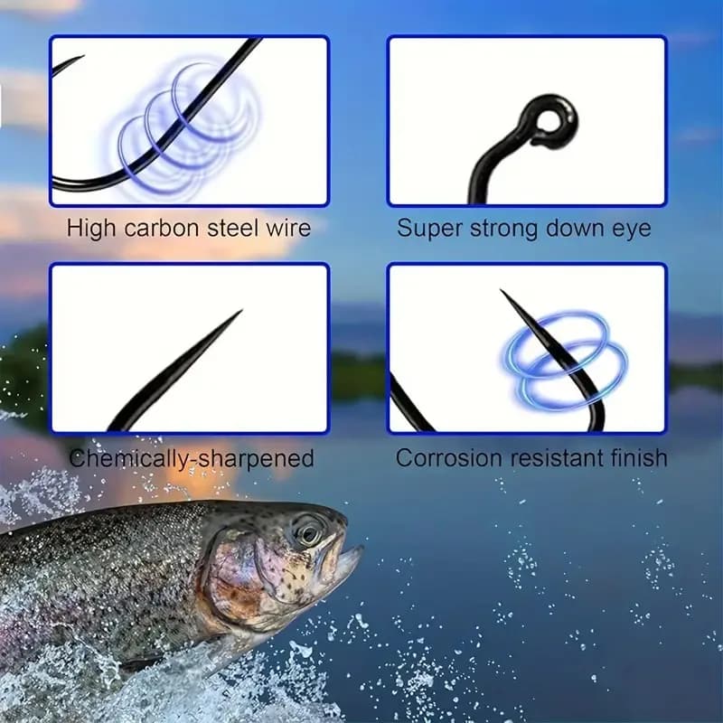 Lot de 50 hameçons de pêche à la mouche sans ardillon pour sèche, nymphe et crevette,