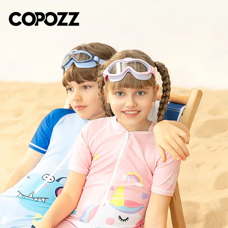 Lunettes de natation enfant et ado grand cadre anti-buée étanches unisexe piscine