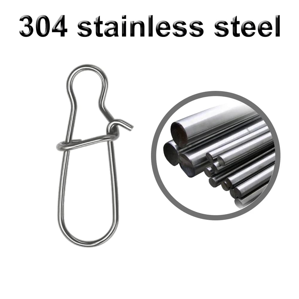 Mousquetons de pêche 50 pièces acier inoxydable clips verrous pour ligne accessoires outils