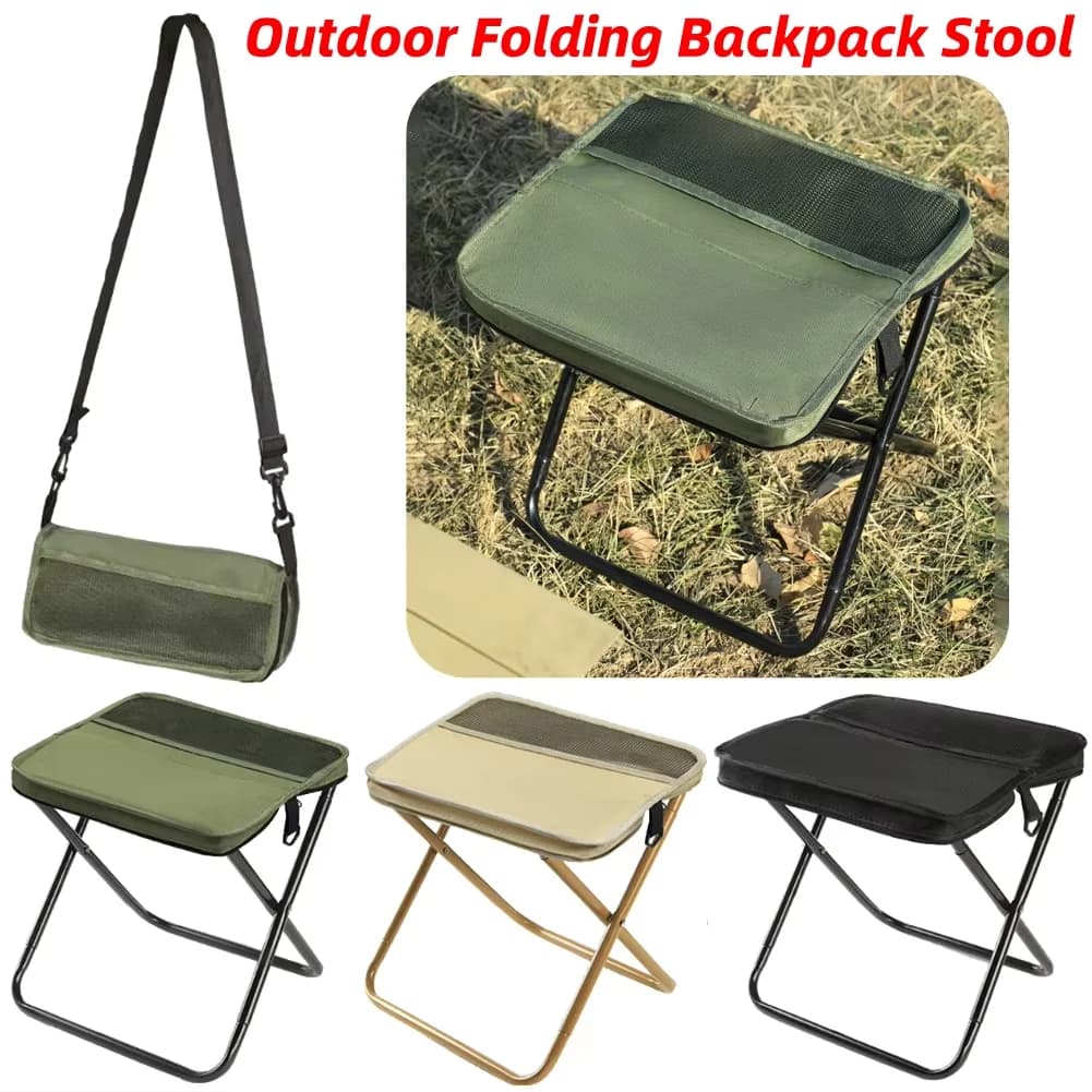 Chaise pliante de pêche avec dossier et sac filet - Siège portable pour camping et voyage