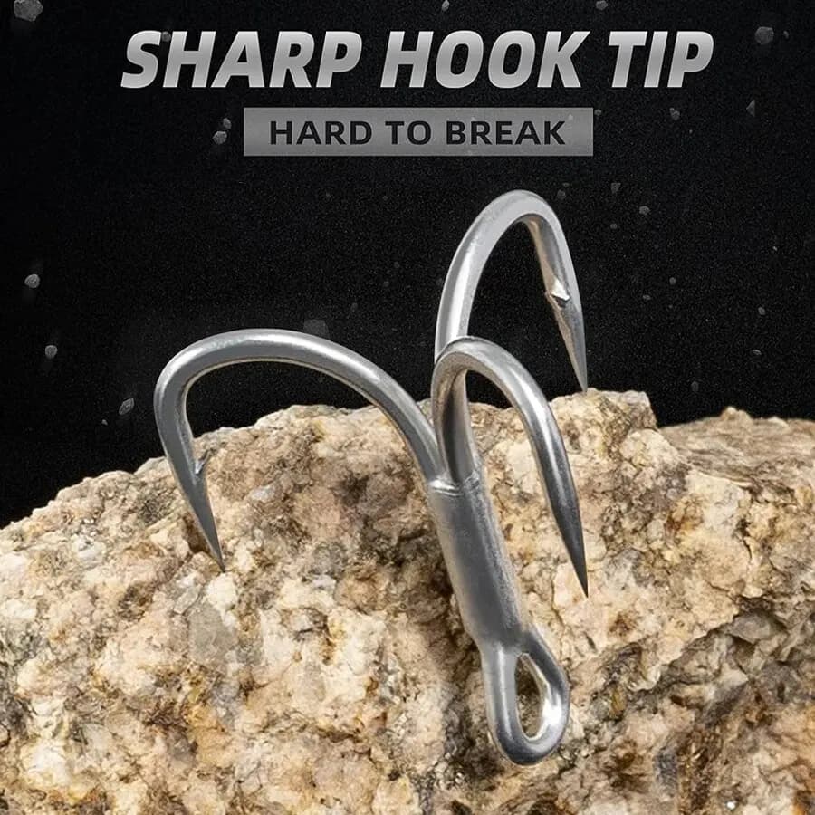 Hameçons triples pêche 10 pièces acier haute carbone 4X résistants et tranchants pour leurres et appâts