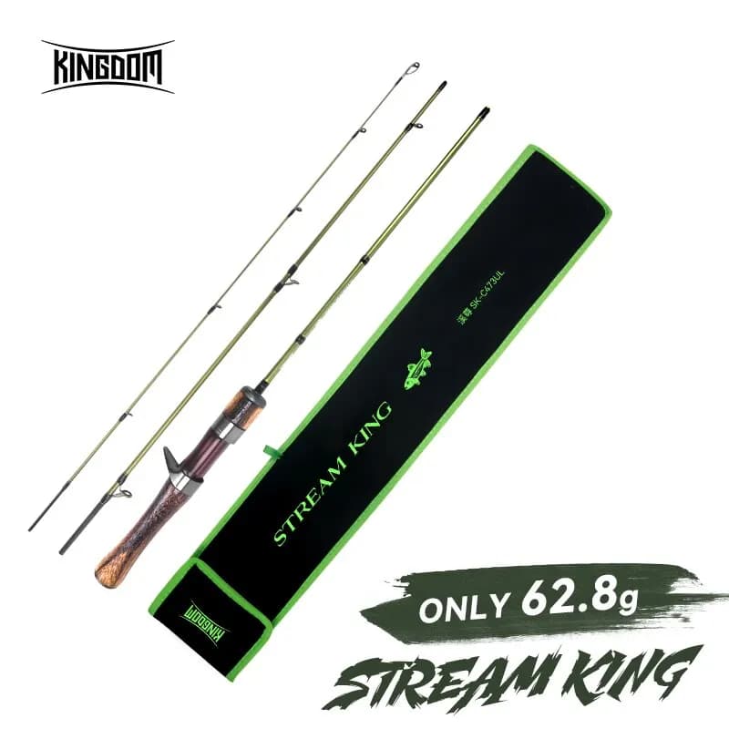 Canne voyage carbone ultralégère KINGDOM 3 sections action MF pour truite et brochet en UL/L