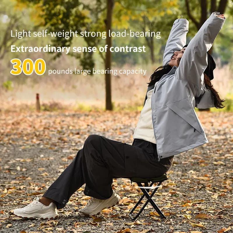 Chaise pliante aluminium doré pêche camping avec housse - Siège portable tabouret randonnée extérieur