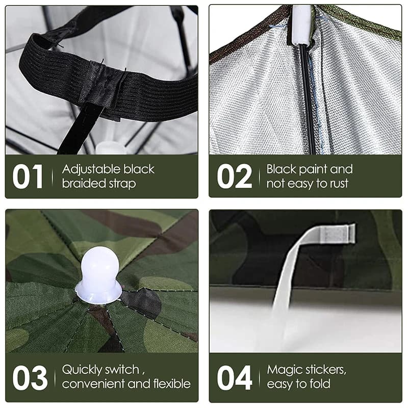 Chapeau parapluie pliable pêche imperméable protection solaire portable camping plage