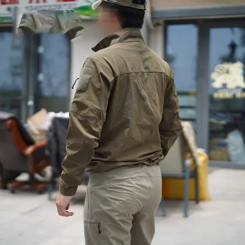 Veste tactique crocodile vert nylon - Softshell pêche 4 côtés élastique - Coupe-vent respirant randonnée
