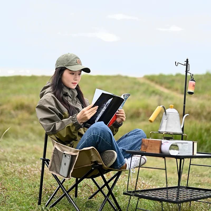 Chaise lune pliante extérieure portable pour pêche, camping et croquis en nature